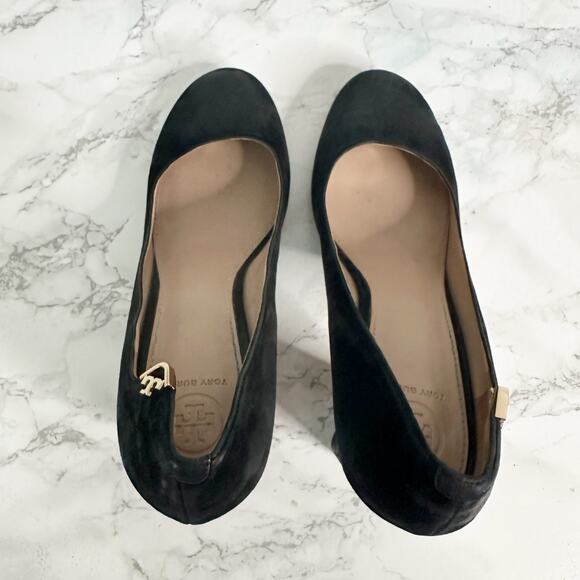 Tory Burch Elizabeth Black Bubuck Suede Block Heel Pumps women’s Size 8.5 - Picture 7 of 14